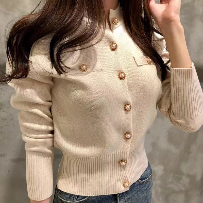 Women’s Long Sleeve Cardigan Sweater – Elegant Autumn Knit Open Front Jacket