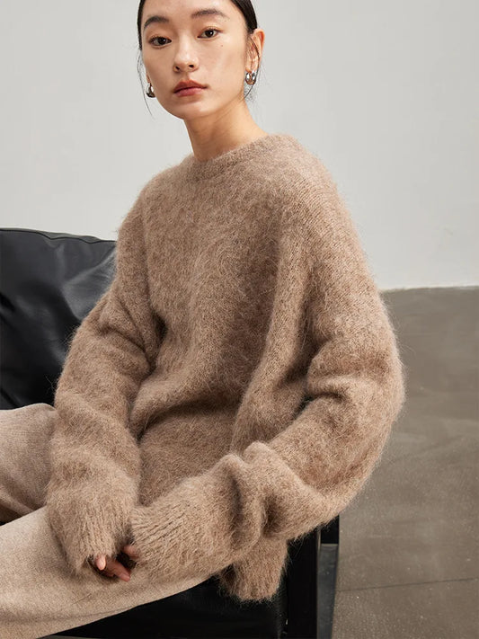 Women’s Warm Alpaca Sweater – Soft Knit Pullover for Fall & Winter