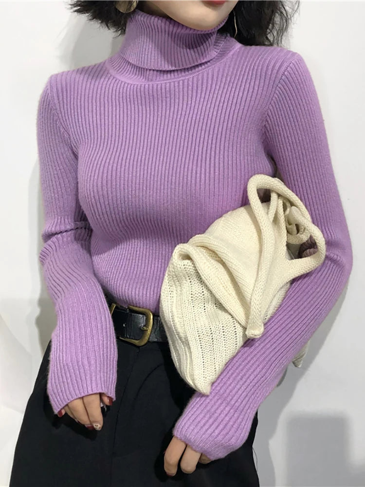 Women’s Turtleneck Sweater – Soft Warm Knit Pullover