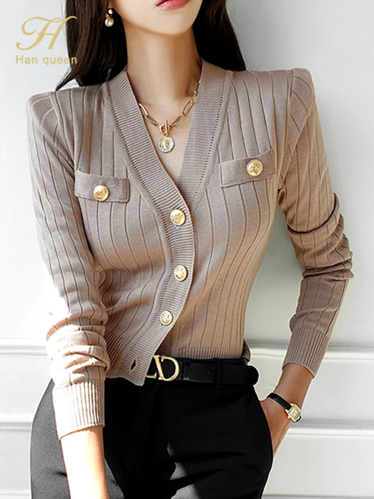 Women's Chic V-Neck Knit Cardigan