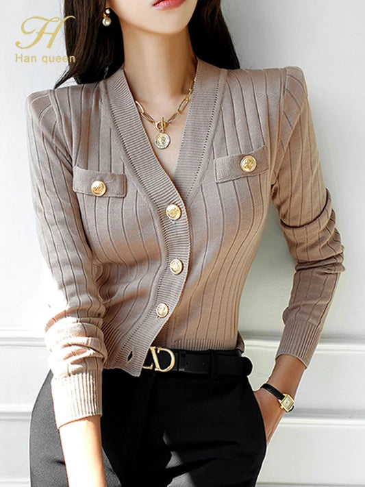 Women's Chic V-Neck Knit Cardigan