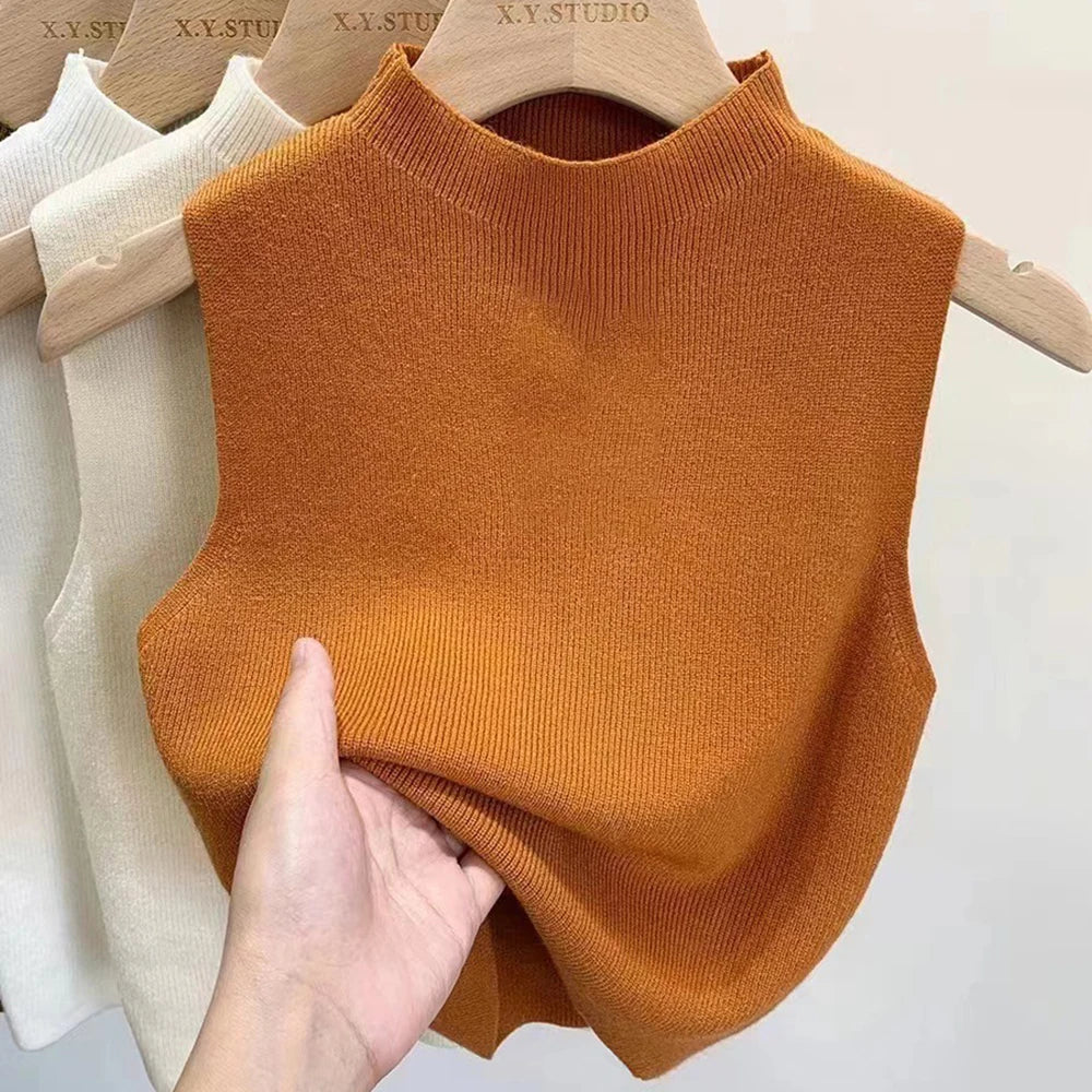 Women’s Solid Color Knit Tank Top – Sleeveless Sweater Vest Pullover