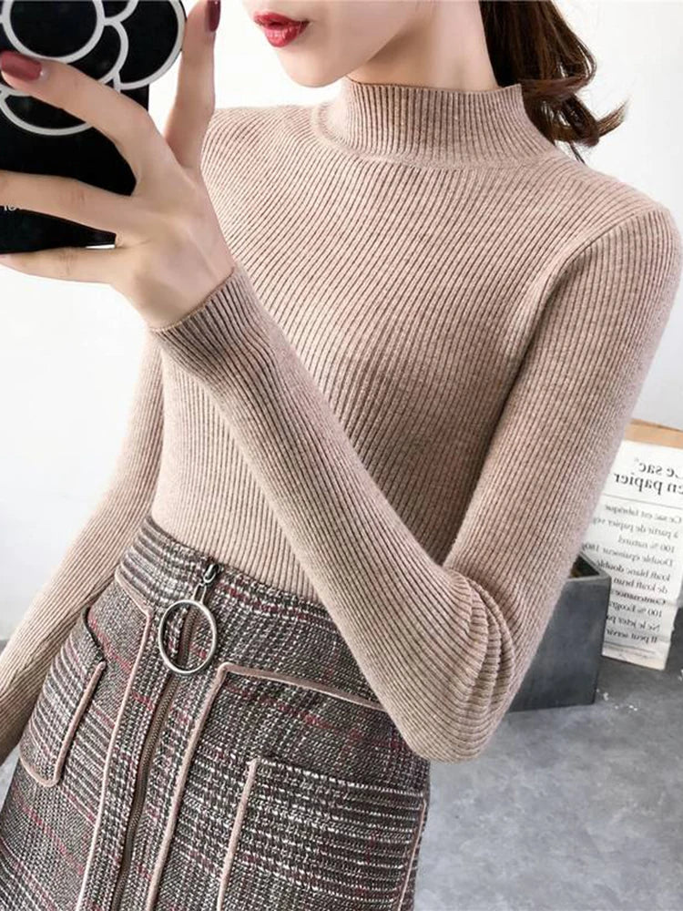 Women’s Mock Neck Winter Sweater – Warm Cozy Knit Pullover